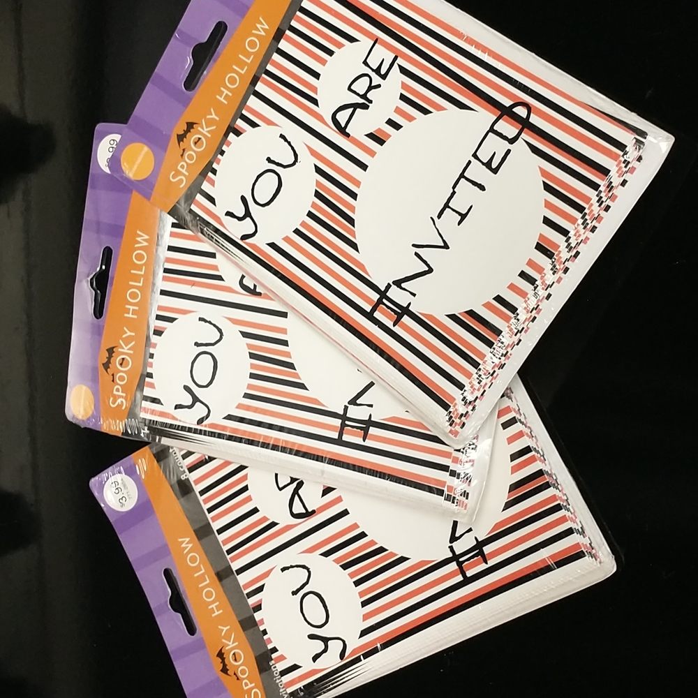 Three 8 Count Packs of Halloween Invitations